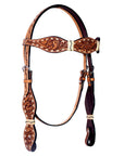 Bar H Equine Western Horse Floral Rawhide Genuine American Leather Tack Set