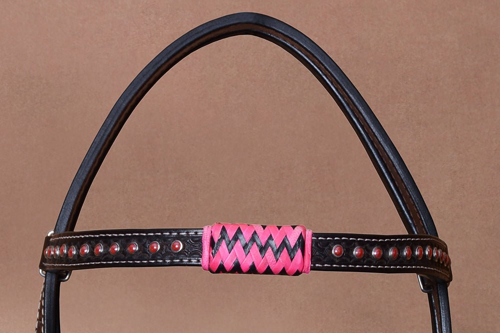 Bar H Equine Genuine Western American Leather Horse Premium Headstall &amp; Breast Collar Set
