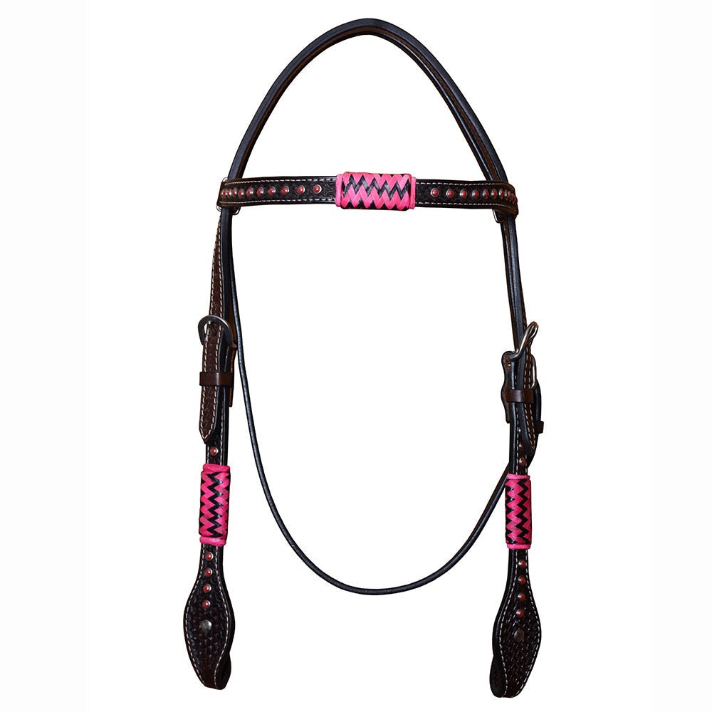 Bar H Equine Genuine Western American Leather Horse Premium Headstall &amp; Breast Collar Set