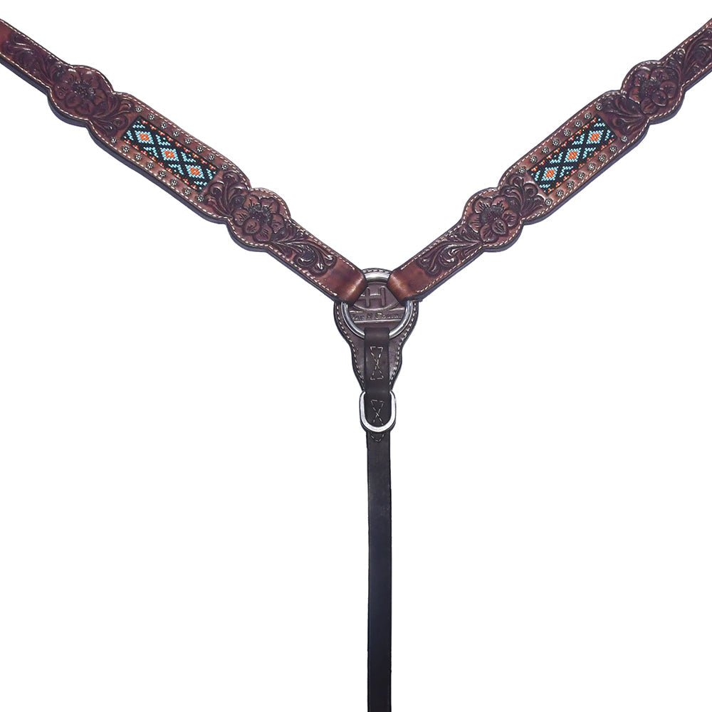 Bar H Equine American Leather Horse Saddle Tack One Ear Headstall | Breast Collar | Browband Headstall | Wither Strap | Tack Set BER229