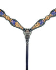 Bar H Equine Western Horse Floral Genuine American Leather Tack Set Brown