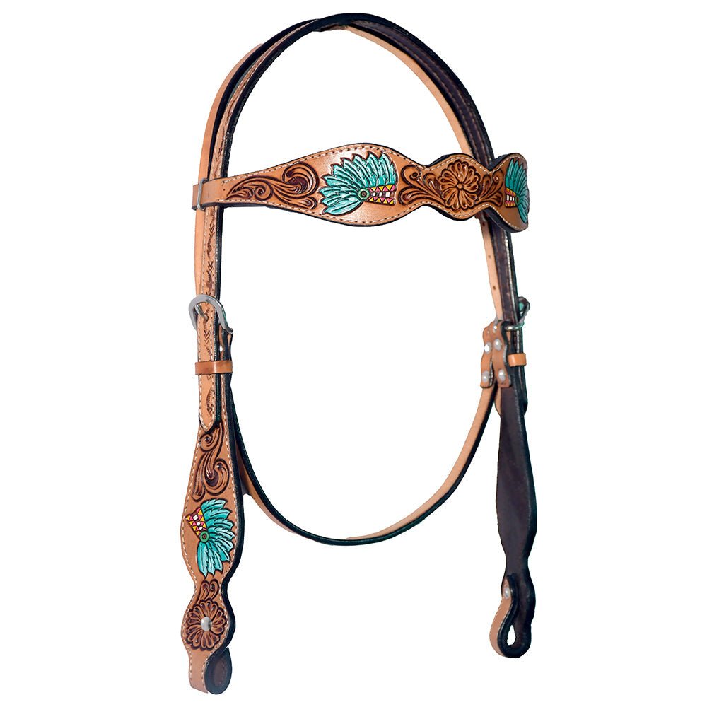 Bar H Equine Genuine Western American Leather Horse Premium Headstall &amp; Breast Collar Set
