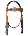 Bar H Equine Genuine Western American Leather Horse Premium Headstall & Breast Collar Set