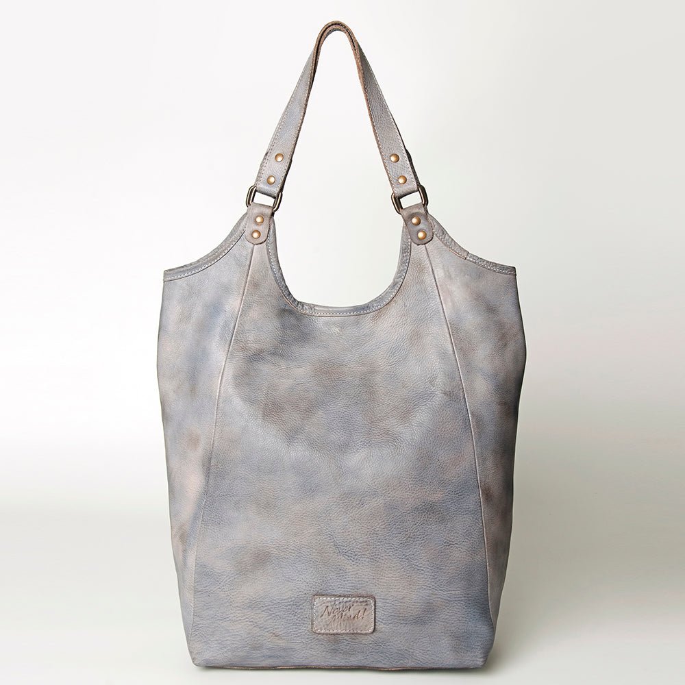 Vintage Handmade Genuine Cowhide Leather Tote Bag With Classic Timeless Style Premium