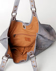 Vintage Handmade Genuine Cowhide Leather Tote Bag With Classic Timeless Style Premium
