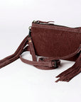 American Darling Small Cross body Bag Western Leather Floral Embossed Damascus Carved Genuine Leather 4.5in x 8in