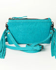 American Darling Small Cross body Bag Western Leather Floral Embossed Damascus Carved Genuine Leather 4.5in x 8in