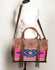 American Darling Tote Hand Tooled Hair On Genuine Leather Women Bag Western Handbag Purse
