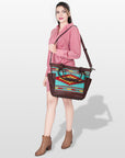 American Darling TOTE Upcycled Wool Genuine Leather women bag western handbag purse