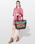 American Darling TOTE Upcycled Wool Genuine Leather women bag western handbag purse