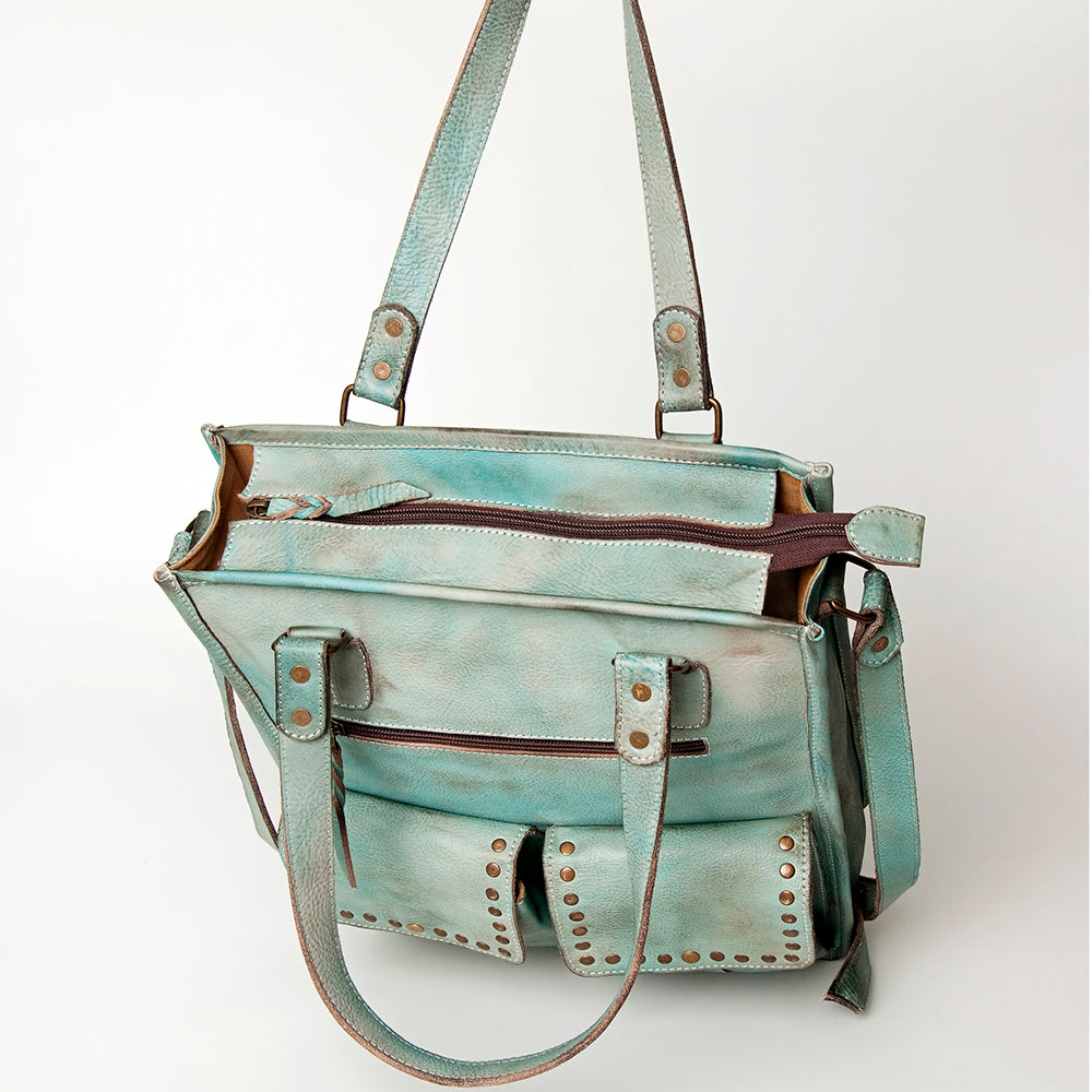 Never Mind Nmbg111C Tote Vintage Handmade Genuine Cowhide Leather Women Bag Western Handbag Purse