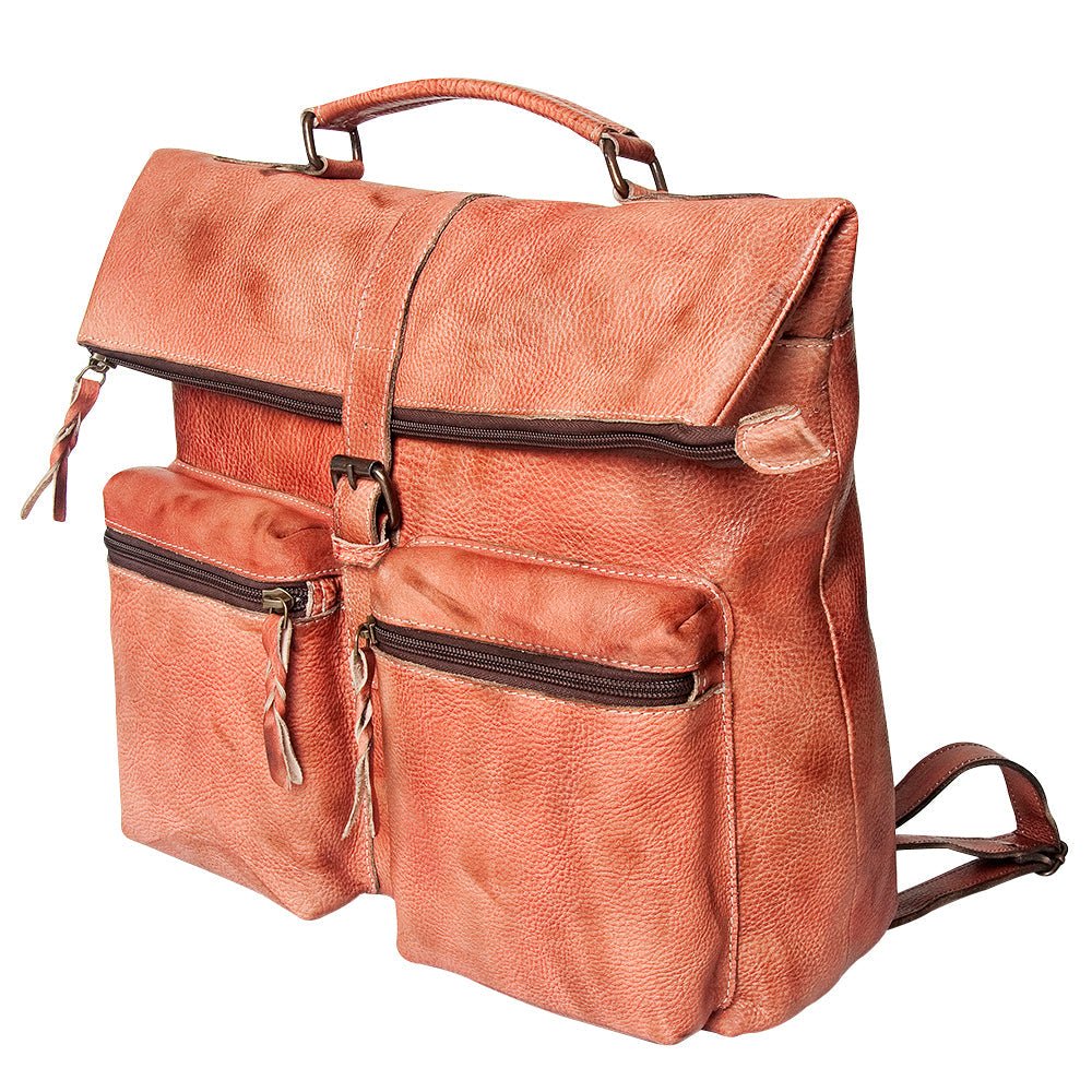 Never Mind Nmbg134C Backpack Vintage Handmade Genuine Cowhide Leather Women Bag Western Handbag Purse