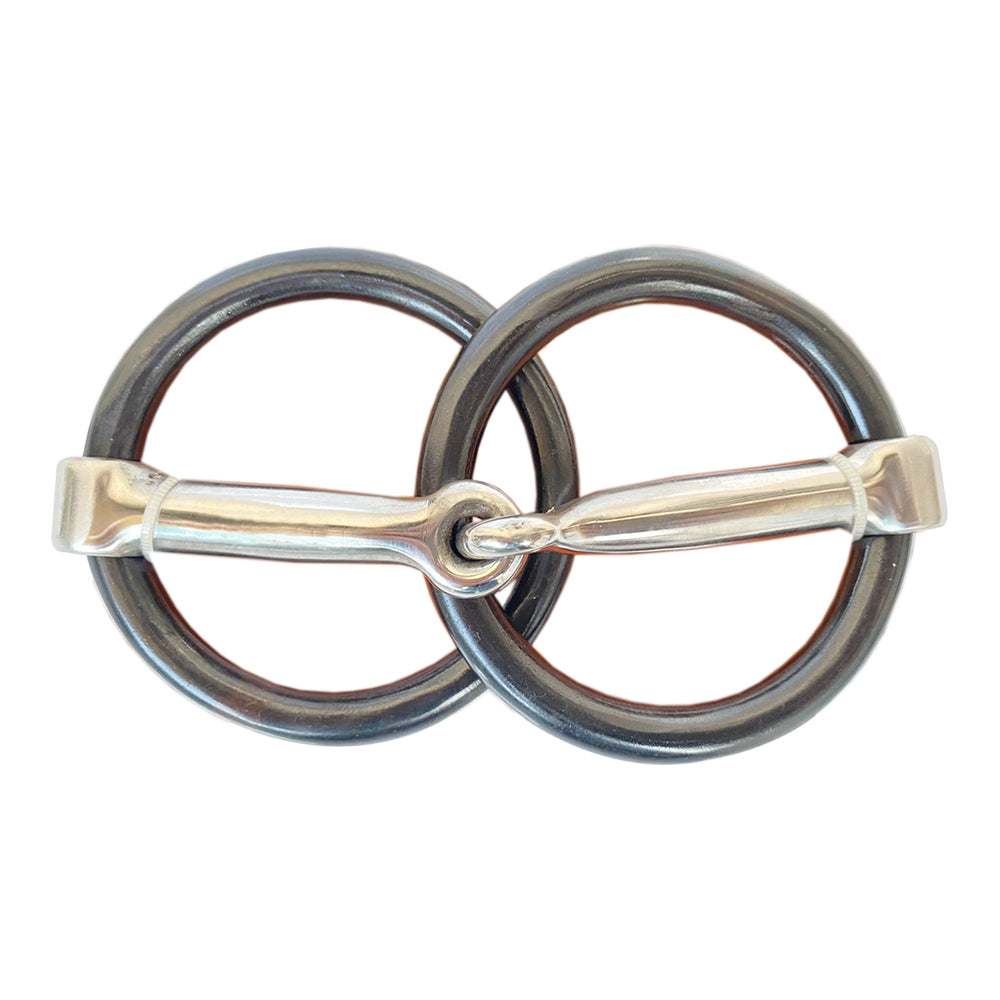 HILASON Western Horse Weighted O Ring Snaffle Bit SS and Black Sweet Iron