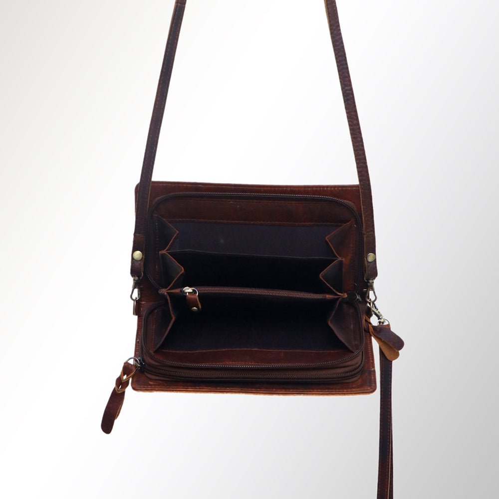 American Darling Organiser Hair-On Hand Tooled Genuine Leather Women Bag Western Handbag Purse