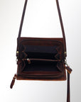 American Darling Organiser Hair-On Hand Tooled Genuine Leather Women Bag Western Handbag Purse