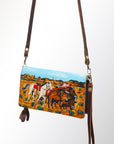 American Darling Organiser Hair-On Hand Tooled Genuine Leather Women Bag Western Handbag Purse