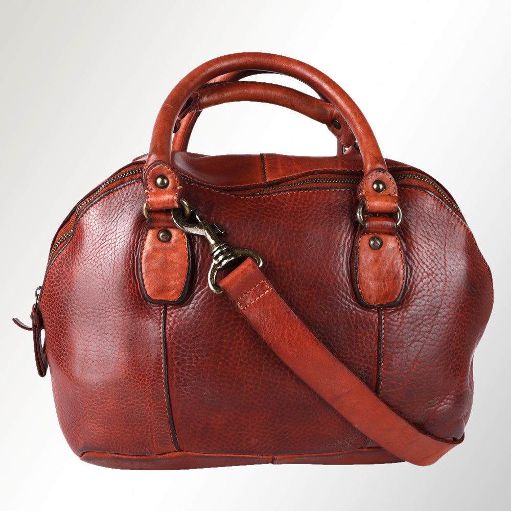 Spaghetti Western Swc124Bcg Tote Vintage Handmade Drum Dyed Genuine European Cowhide Leather Women Bag Western Handbag Purse