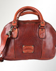 Spaghetti Western Swc124Bcg Tote Vintage Handmade Drum Dyed Genuine European Cowhide Leather Women Bag Western Handbag Purse