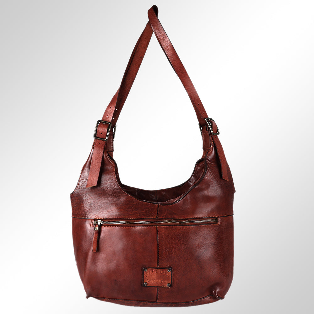 Spaghetti Western Swc125Cg Tote Vintage Handmade Drum Dyed Genuine European Cowhide Leather Women Bag Western Handbag Purse