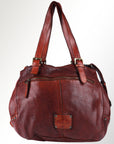 Spaghetti Western Swc126Cg Tote Vintage Handmade Drum Dyed Genuine European Cowhide Leather Women Bag Western Handbag Purse