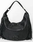 Spaghetti Western Swc127Blk Hobo Vintage Handmade Drum Dyed Genuine European Cowhide Leather Women Bag Western Handbag Purse