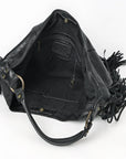 Spaghetti Western Swc127Blk Hobo Vintage Handmade Drum Dyed Genuine European Cowhide Leather Women Bag Western Handbag Purse