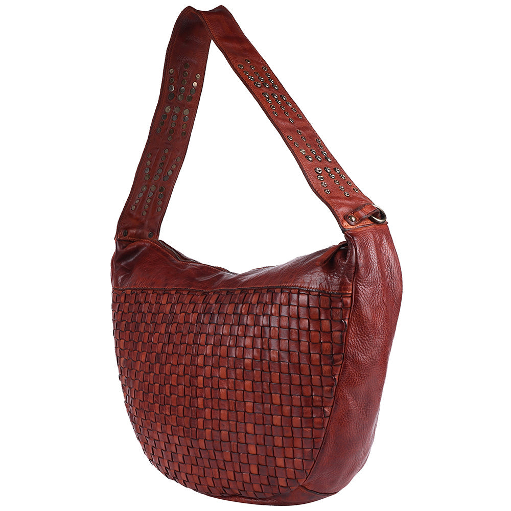Spaghetti Western Swc129Cg Hobo Vintage Handmade Drum Dyed Genuine European Cowhide Leather Women Bag Western Handbag Purse