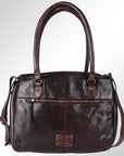Spaghetti Western Swc131Brn Tote Vintage Handmade Drum Dyed Genuine European Cowhide Leather Women Bag Western Handbag Purse