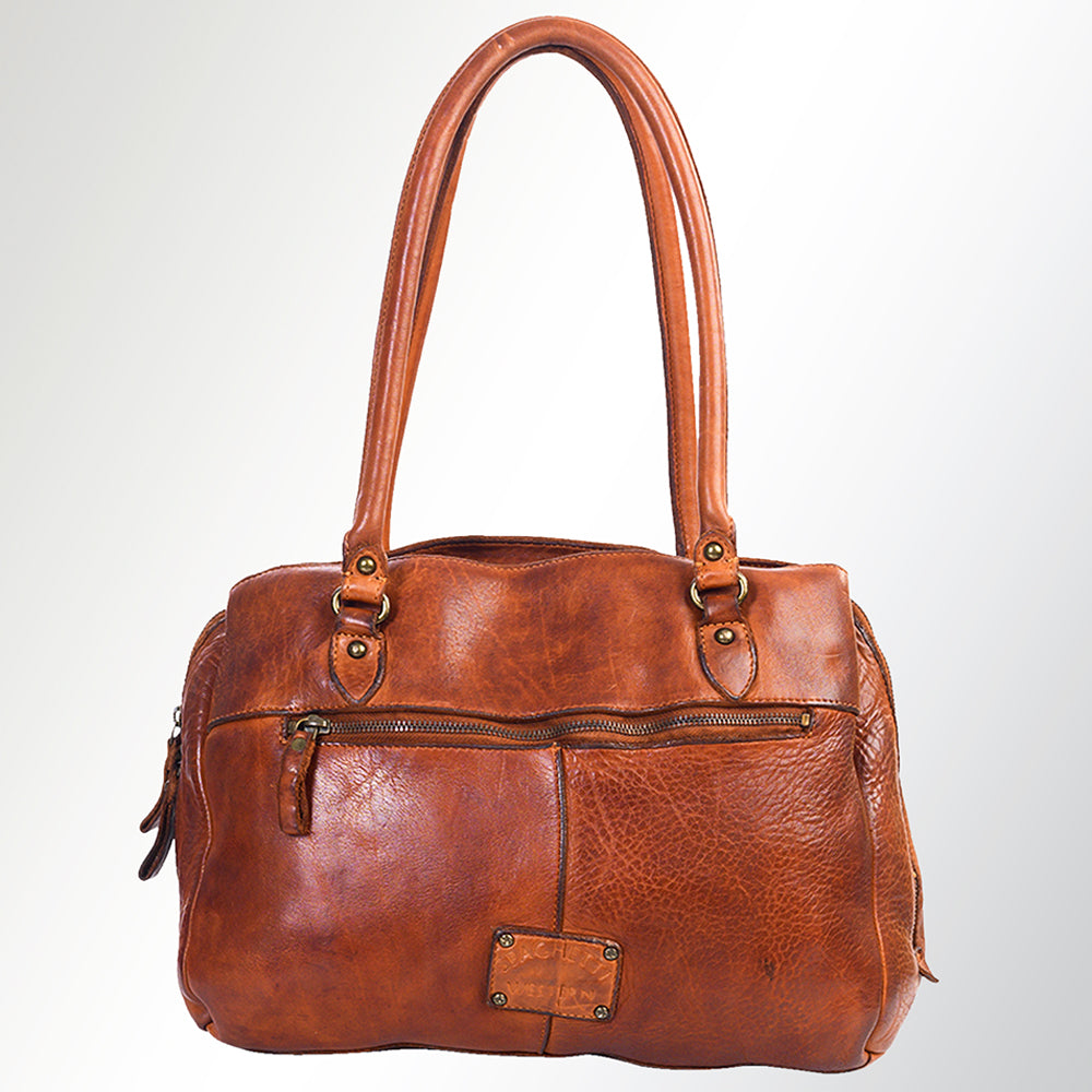 Spaghetti Western Swc131Cg Tote Vintage Handmade Drum Dyed Genuine European Cowhide Leather Women Bag Western Handbag Purse