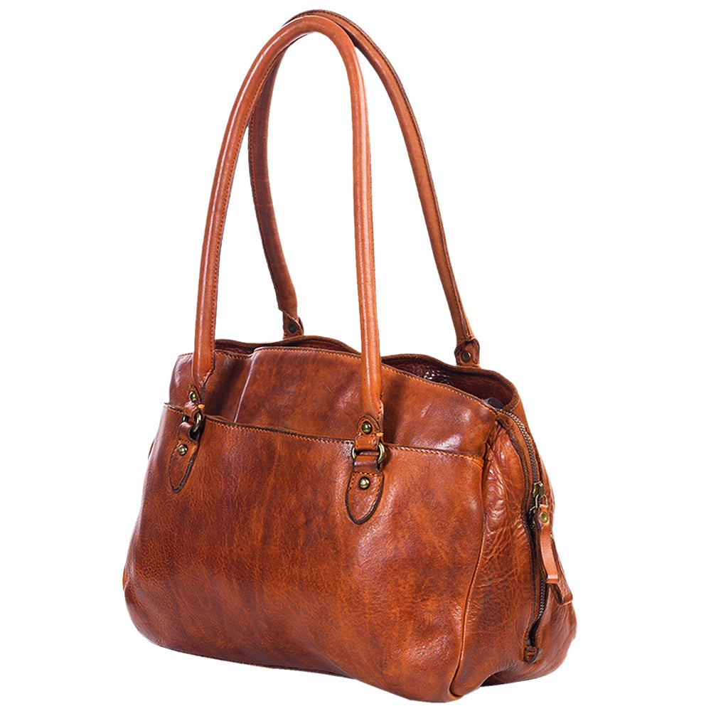 Spaghetti Western Swc131Cg Tote Vintage Handmade Drum Dyed Genuine European Cowhide Leather Women Bag Western Handbag Purse