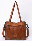 Spaghetti Western Swc133Tan Tote Vintage Handmade Drum Dyed Genuine European Cowhide Leather Women Bag Western Handbag Purse