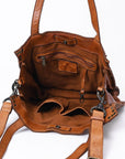 Spaghetti Western Swc133Tan Tote Vintage Handmade Drum Dyed Genuine European Cowhide Leather Women Bag Western Handbag Purse