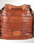 Spaghetti Western Swc138Btan Hobo Vintage Handmade Drum Dyed Genuine European Cowhide Leather Women Bag Western Handbag Purse