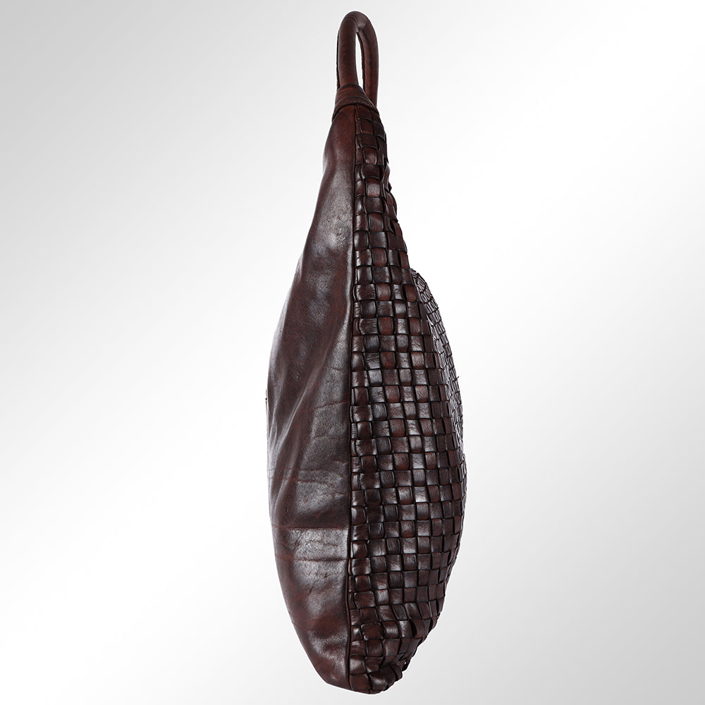 Spaghetti Western Swc141Brn Hobo Vintage Handmade Drum Dyed Genuine European Cowhide Leather Women Bag Western Handbag Purse
