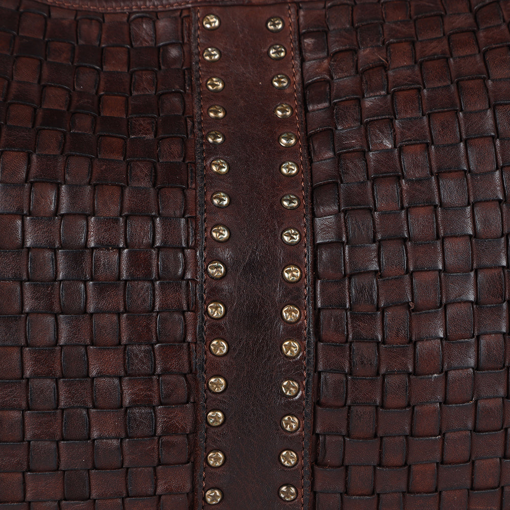 Spaghetti Western Swc141Brn Hobo Vintage Handmade Drum Dyed Genuine European Cowhide Leather Women Bag Western Handbag Purse