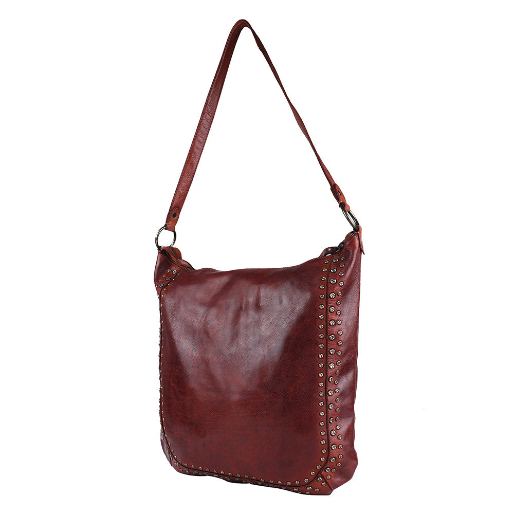 Spaghetti Western Swc142Acg Hobo Vintage Handmade Drum Dyed Genuine European Cowhide Leather Women Bag Western Handbag Purse
