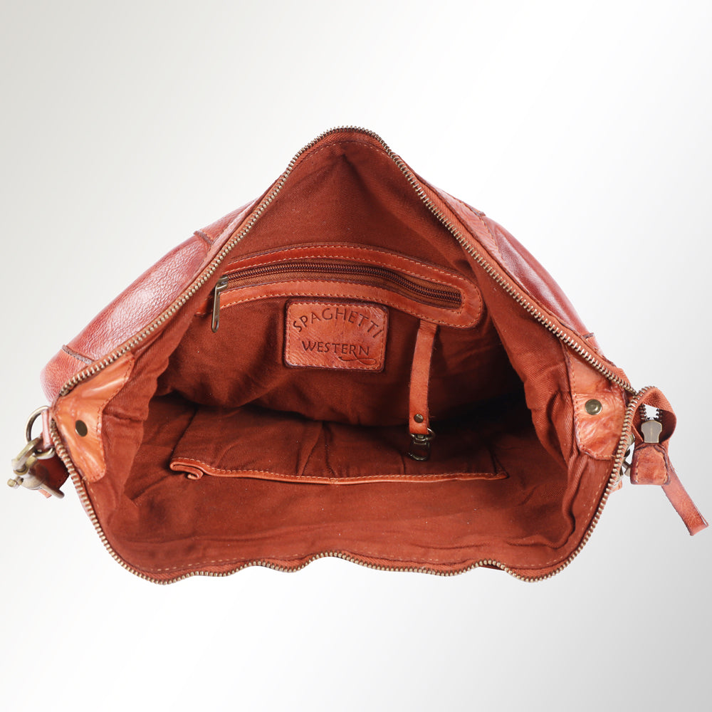 Spaghetti Western Swc143Cg Hobo Vintage Handmade Drum Dyed Genuine European Cowhide Leather Women Bag Western Handbag Purse