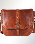 Spaghetti Western Swc155Tan Envelope Vintage Handmade Drum Dyed Genuine European Cowhide Leather Women Bag Western Handbag Purse