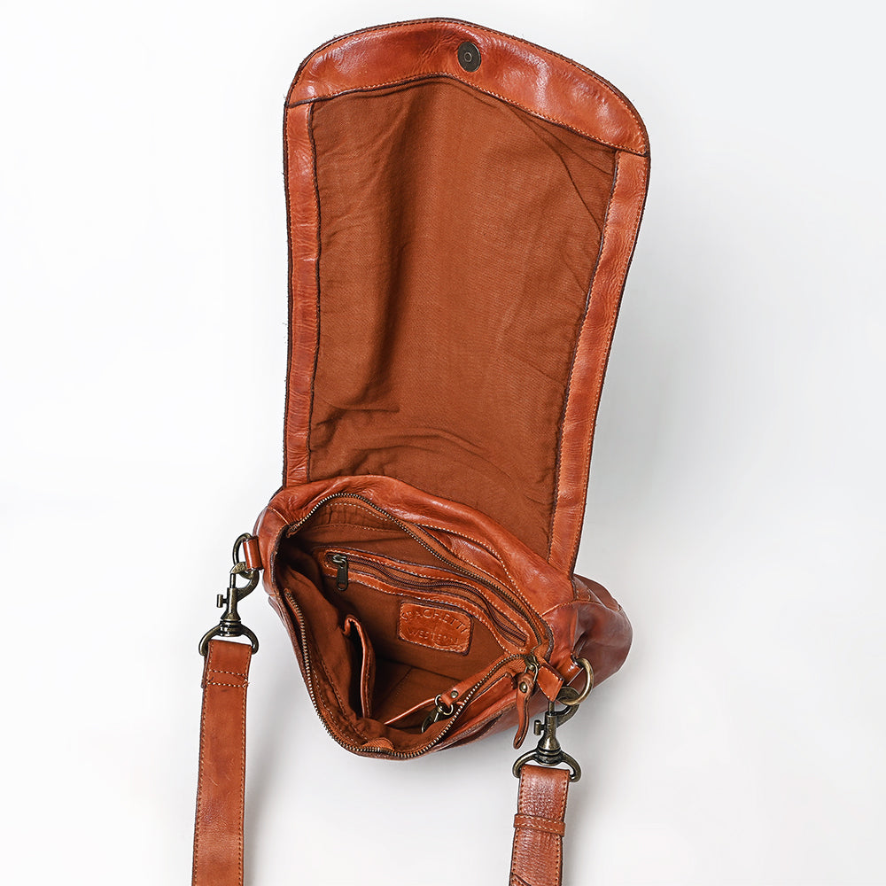 Spaghetti Western Swc160Cg Cross Body I Vintage Handmade Drum Dyed Genuine European Cowhide Leather Women Bag Western Handbag Purse