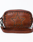 Spaghetti Western Swc166Cg Small Crossbody Vintage Handmade Drum Dyed Genuine European Cowhide Leather Women Bag Western Handbag Purse