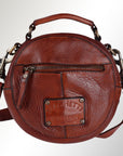 Spaghetti Western Swc168Cg Canteen Vintage Handmade Drum Dyed Genuine European Cowhide Leather Women Bag Western Handbag Purse