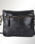 Spaghetti Western Swc170Blk Cross Body I Vintage Handmade Drum Dyed Genuine European Cowhide Leather Women Bag Western Handbag Purse