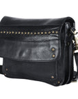 Spaghetti Western Swc170Blk Cross Body I Vintage Handmade Drum Dyed Genuine European Cowhide Leather Women Bag Western Handbag Purse