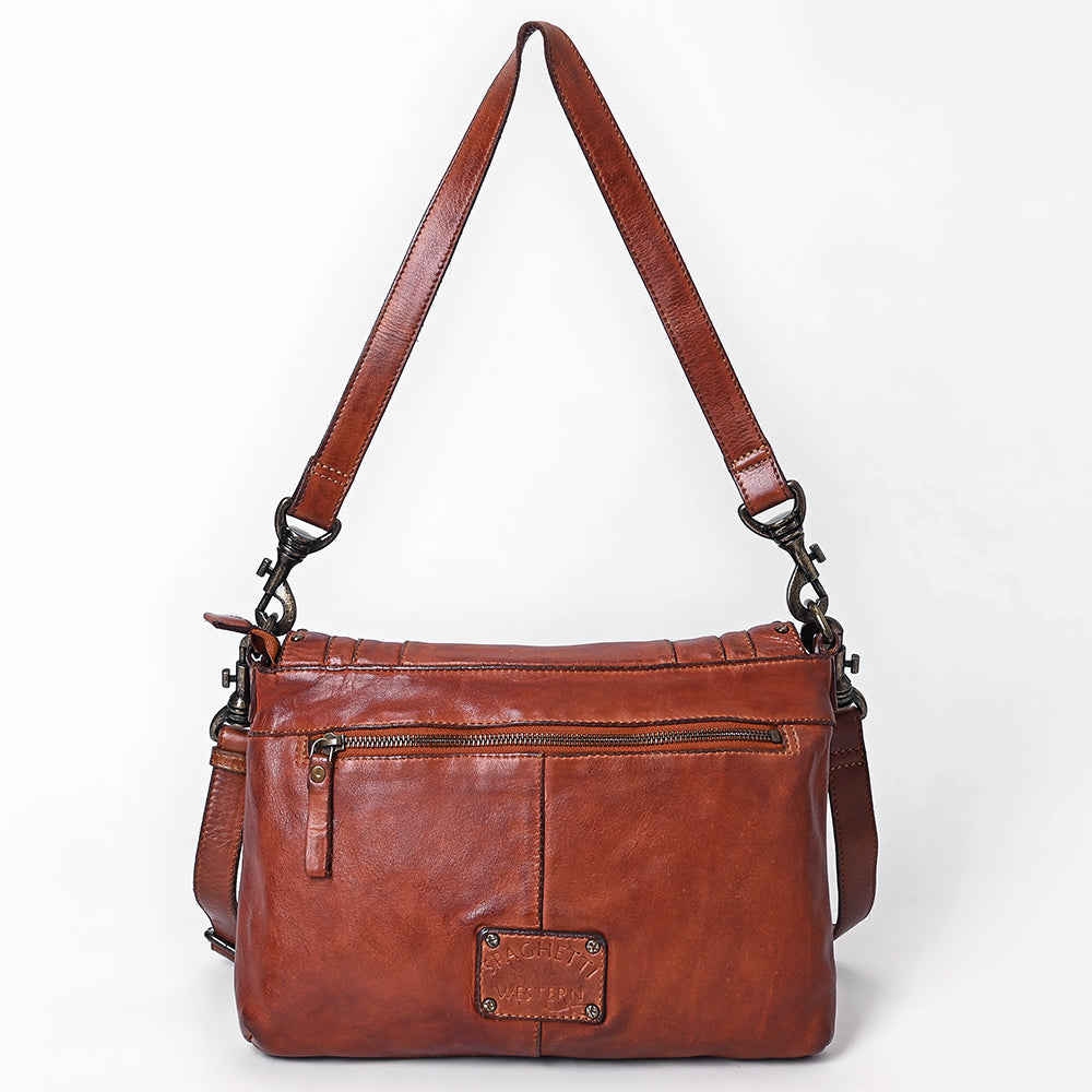 Spaghetti Western Swc174Cg Cross Body I Vintage Handmade Drum Dyed Genuine European Cowhide Leather Women Bag Western Handbag Purse