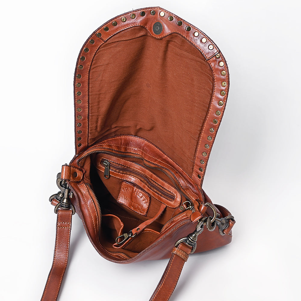 Spaghetti Western Swc174Cg Cross Body I Vintage Handmade Drum Dyed Genuine European Cowhide Leather Women Bag Western Handbag Purse