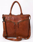 Spaghetti Western Swc179Cg Tote Vintage Handmade Drum Dyed Genuine European Cowhide Leather Women Bag Western Handbag Purse