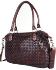 Spaghetti Western Swc182Brn Tote Vintage Handmade Drum Dyed Genuine European Cowhide Leather Women Bag Western Handbag Purse