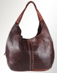 Spaghetti Western Swc184Brn Hobo Vintage Handmade Drum Dyed Genuine European Cowhide Leather Women Bag Western Handbag Purse