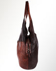Spaghetti Western Swc184Brn Hobo Vintage Handmade Drum Dyed Genuine European Cowhide Leather Women Bag Western Handbag Purse