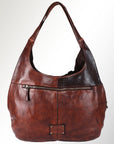 Spaghetti Western Swc184Brn Hobo Vintage Handmade Drum Dyed Genuine European Cowhide Leather Women Bag Western Handbag Purse